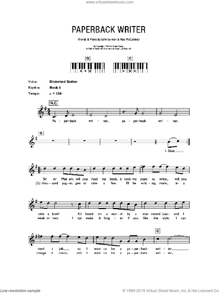 Paperback Writer, (intermediate)