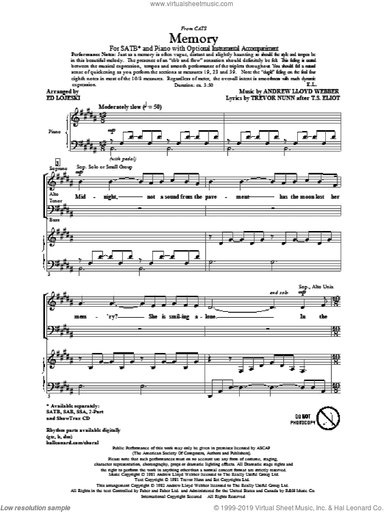 Memory (from Cats) (arr. Ed Lojeski)