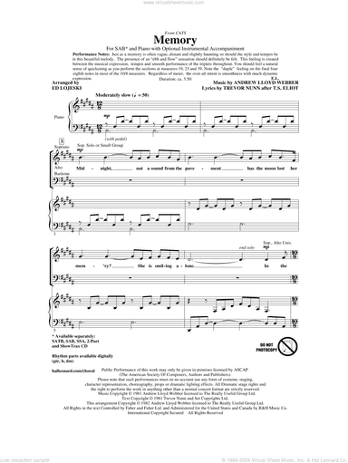 Memory (from Cats) (arr. Ed Lojeski)