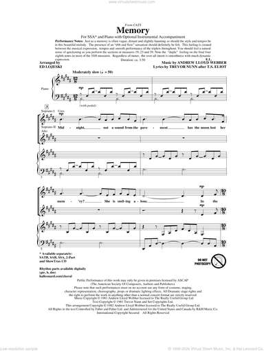 Memory (from Cats) (arr. Ed Lojeski)