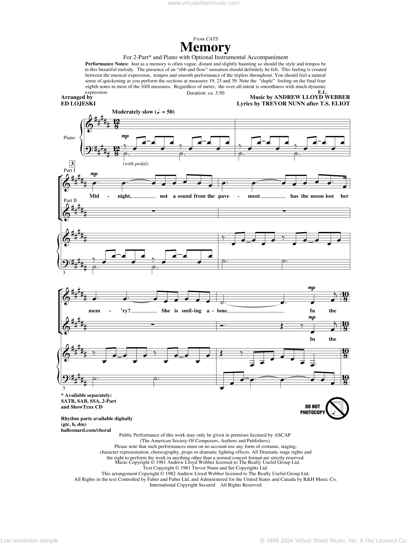 Memory (from Cats) (arr. Ed Lojeski)