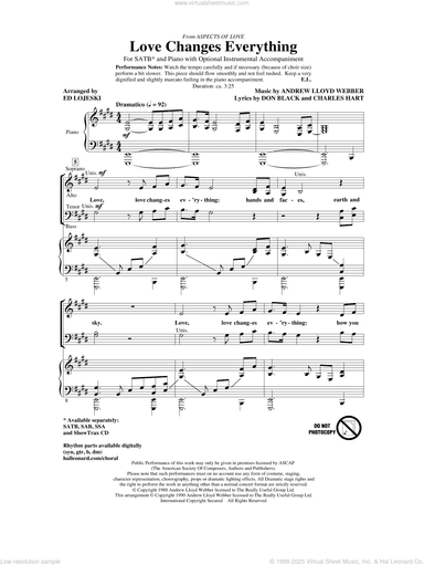 Love Changes Everything (from Aspects Of Love) (arr. Ed Lojeski)