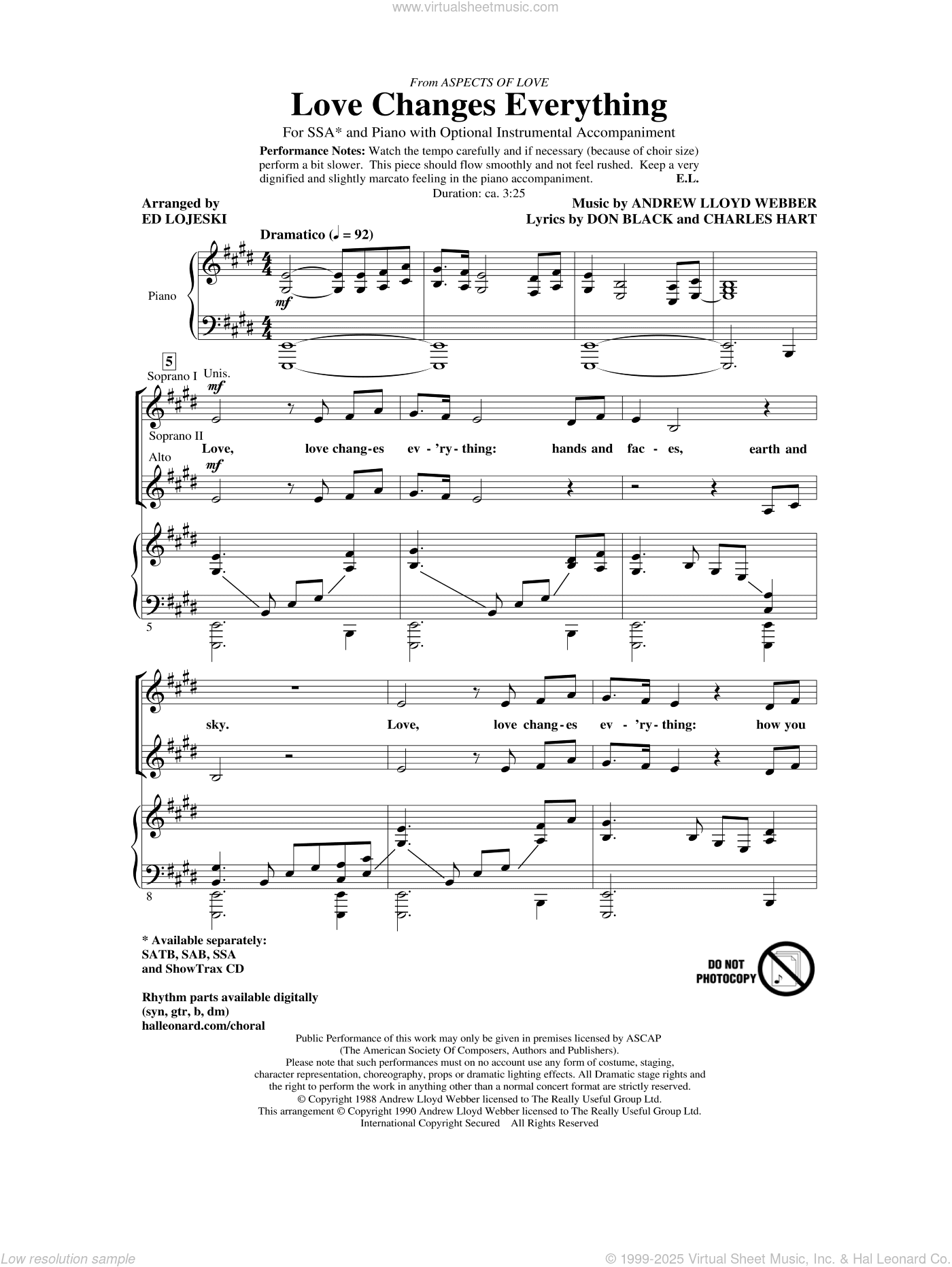 Love Changes Everything (from Aspects Of Love) (arr. Ed Lojeski)