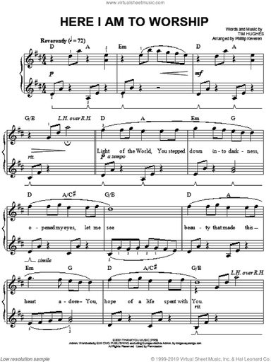 Here I Am To Worship (arr. Phillip Keveren)