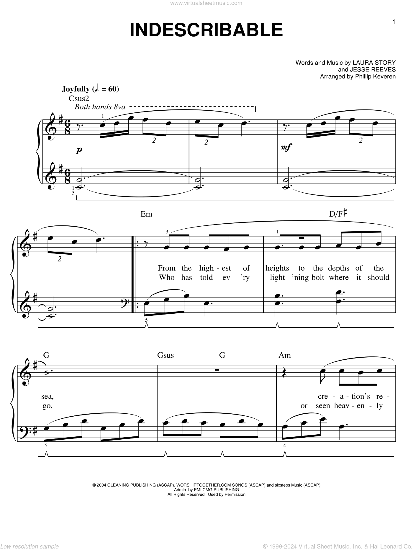 Indescribable (arr. Phillip Keveren)