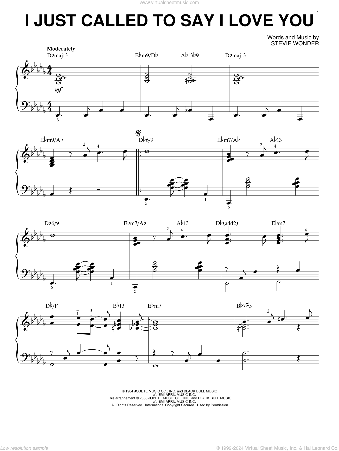 I Just Called To Say I Love You [Jazz version] (arr. Brent Edstrom)