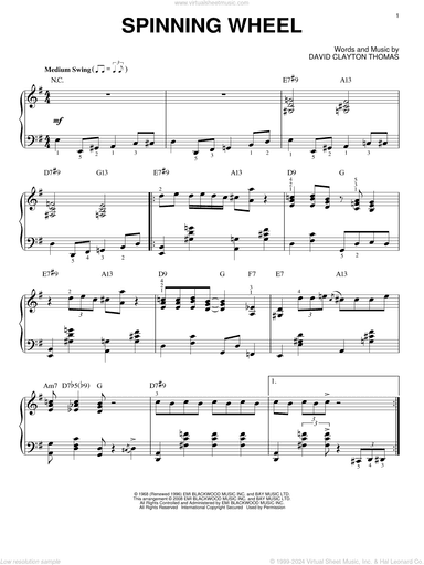 Spinning Wheel [Jazz version] (arr. Brent Edstrom)