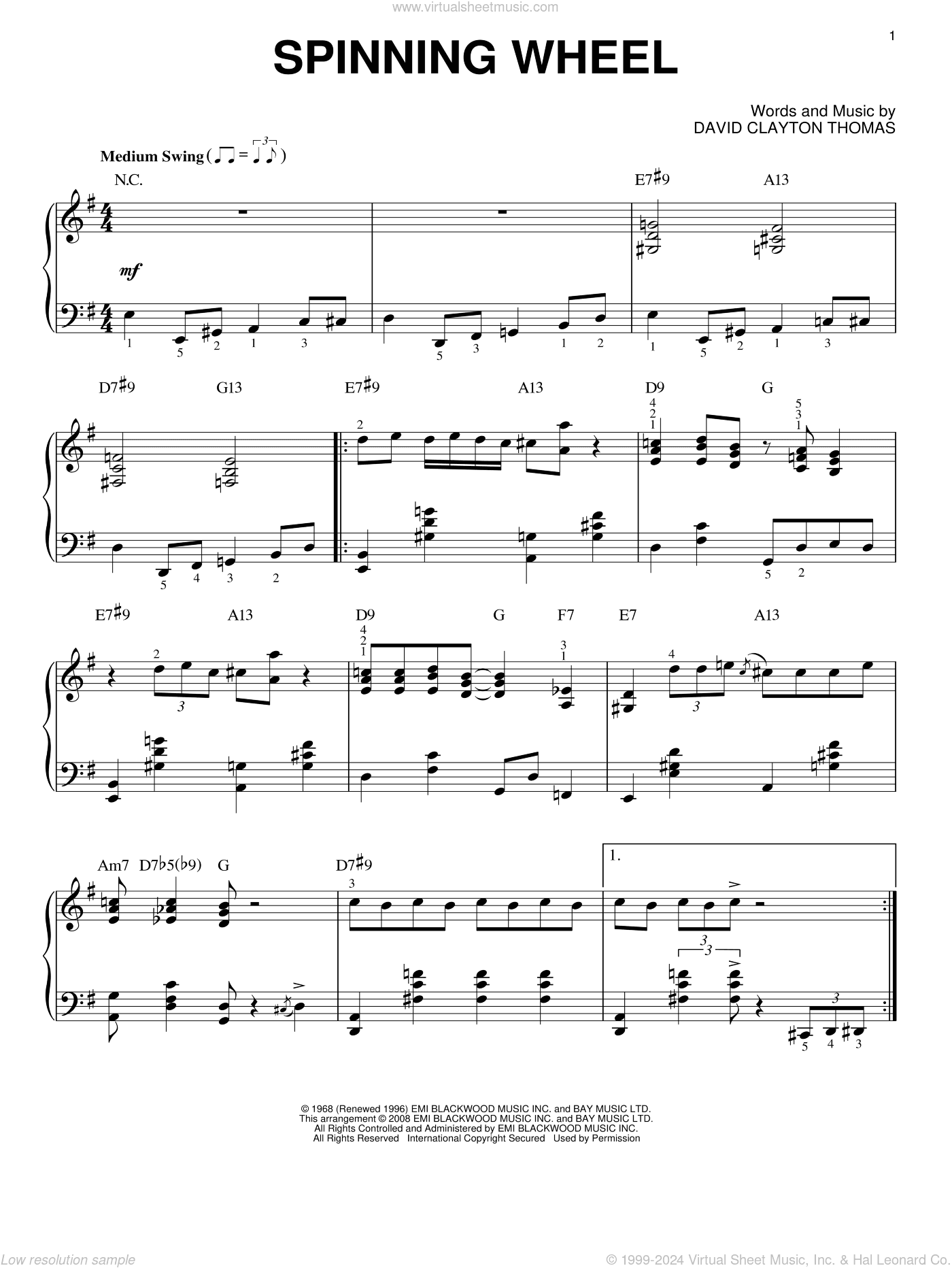Spinning Wheel [Jazz version] (arr. Brent Edstrom)