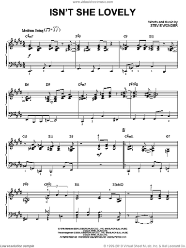 Isn't She Lovely [Jazz version] (arr. Brent Edstrom)