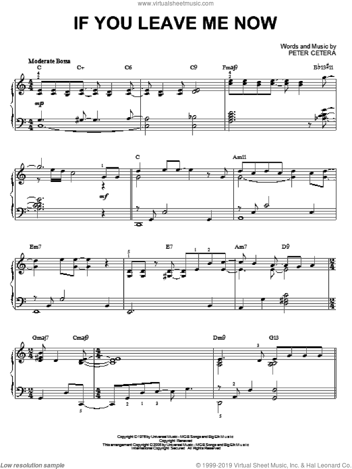 If You Leave Me Now [Jazz version] (arr. Brent Edstrom)