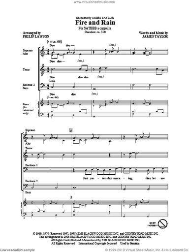 Fire And Rain (arr. Phillip Lawson)