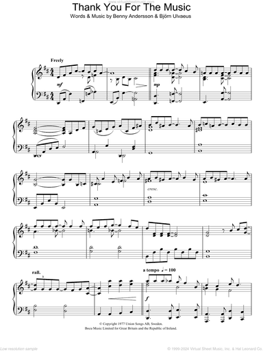 Thank You For The Music, (intermediate)