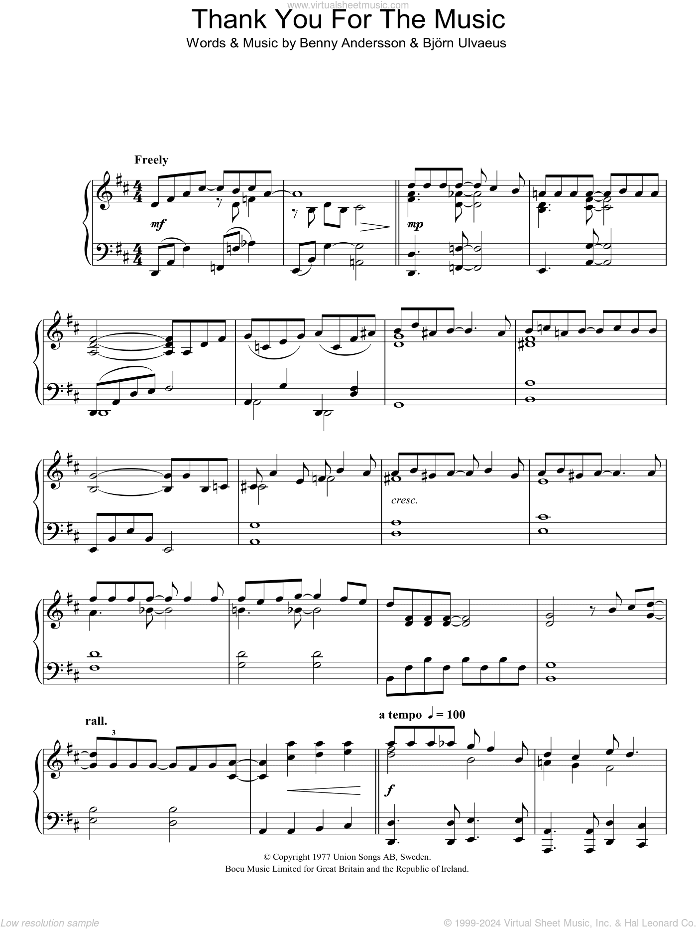 Thank You For The Music, (intermediate)