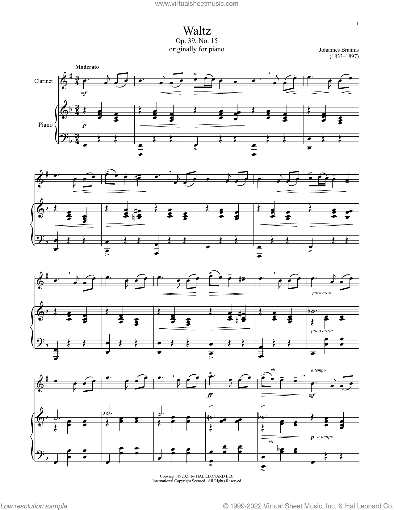 Waltz In A Major, Op. 39, No. 15