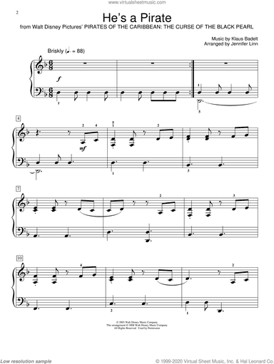 He's A Pirate (from Pirates Of The Caribbean: The Curse of the Black Pearl) (arr. Jennifer Linn)
