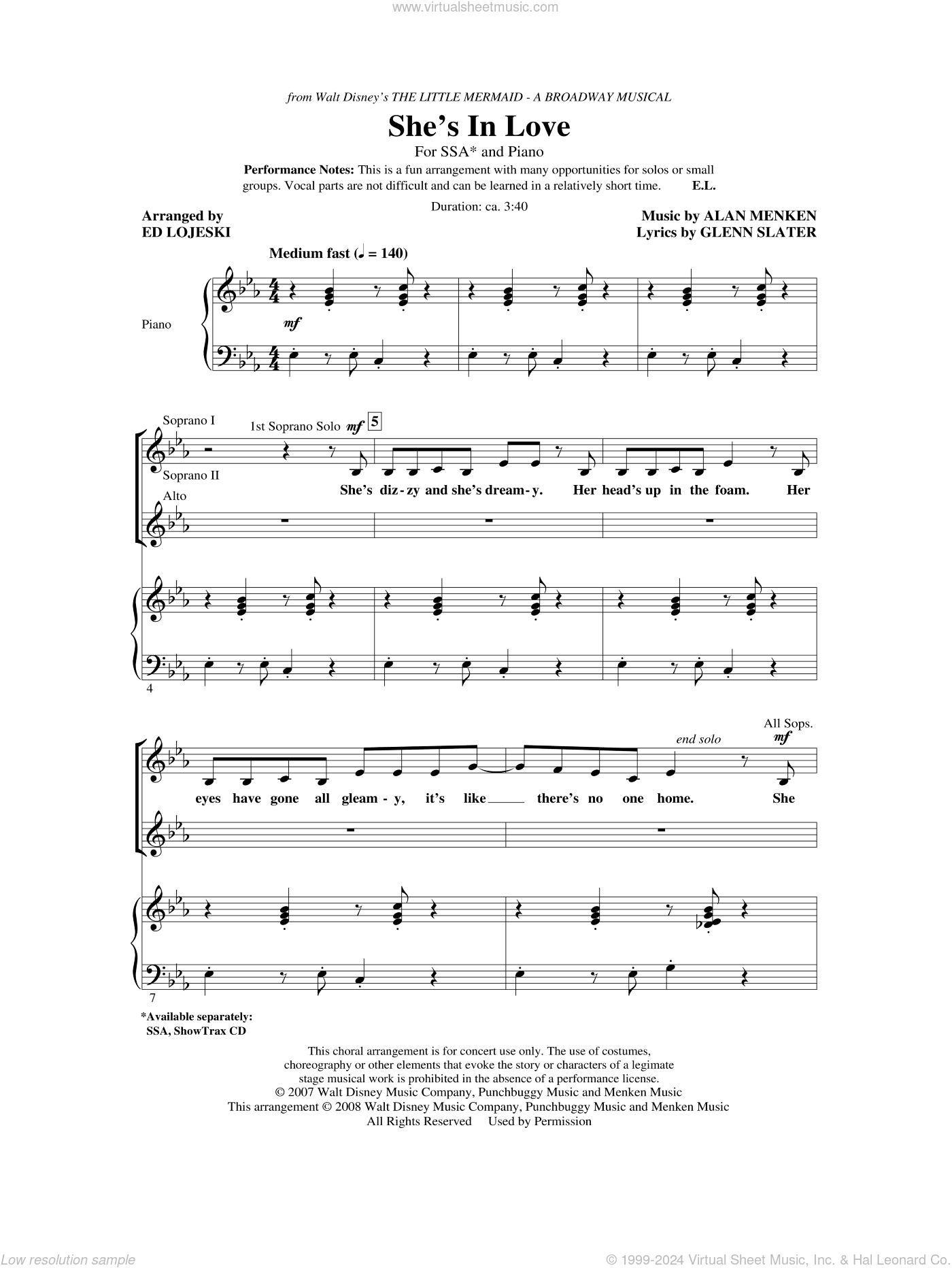 She's In Love (from The Little Mermaid) (arr. Ed Lojeski)