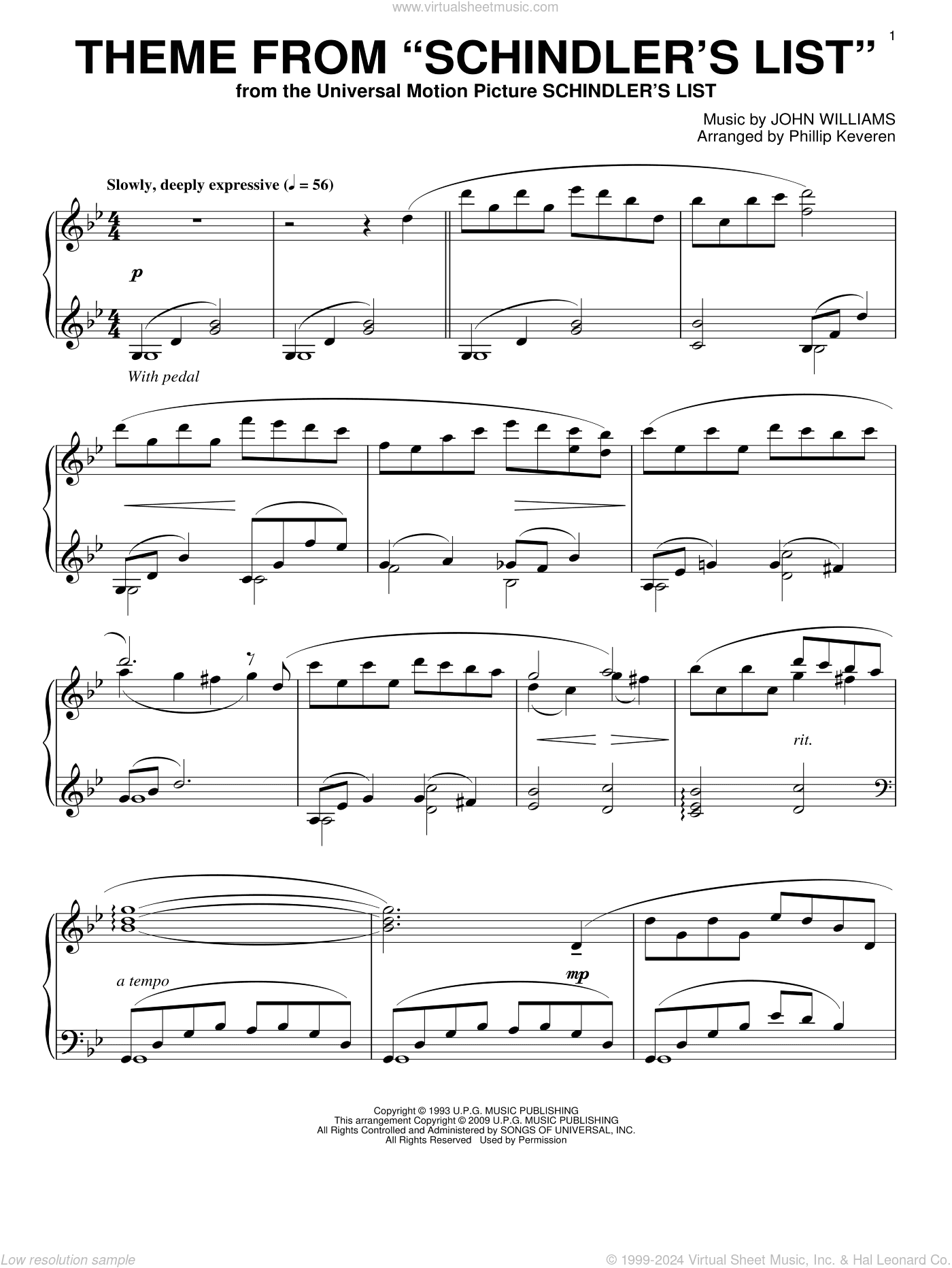 Theme from Schindler's List (arr. Phillip Keveren)