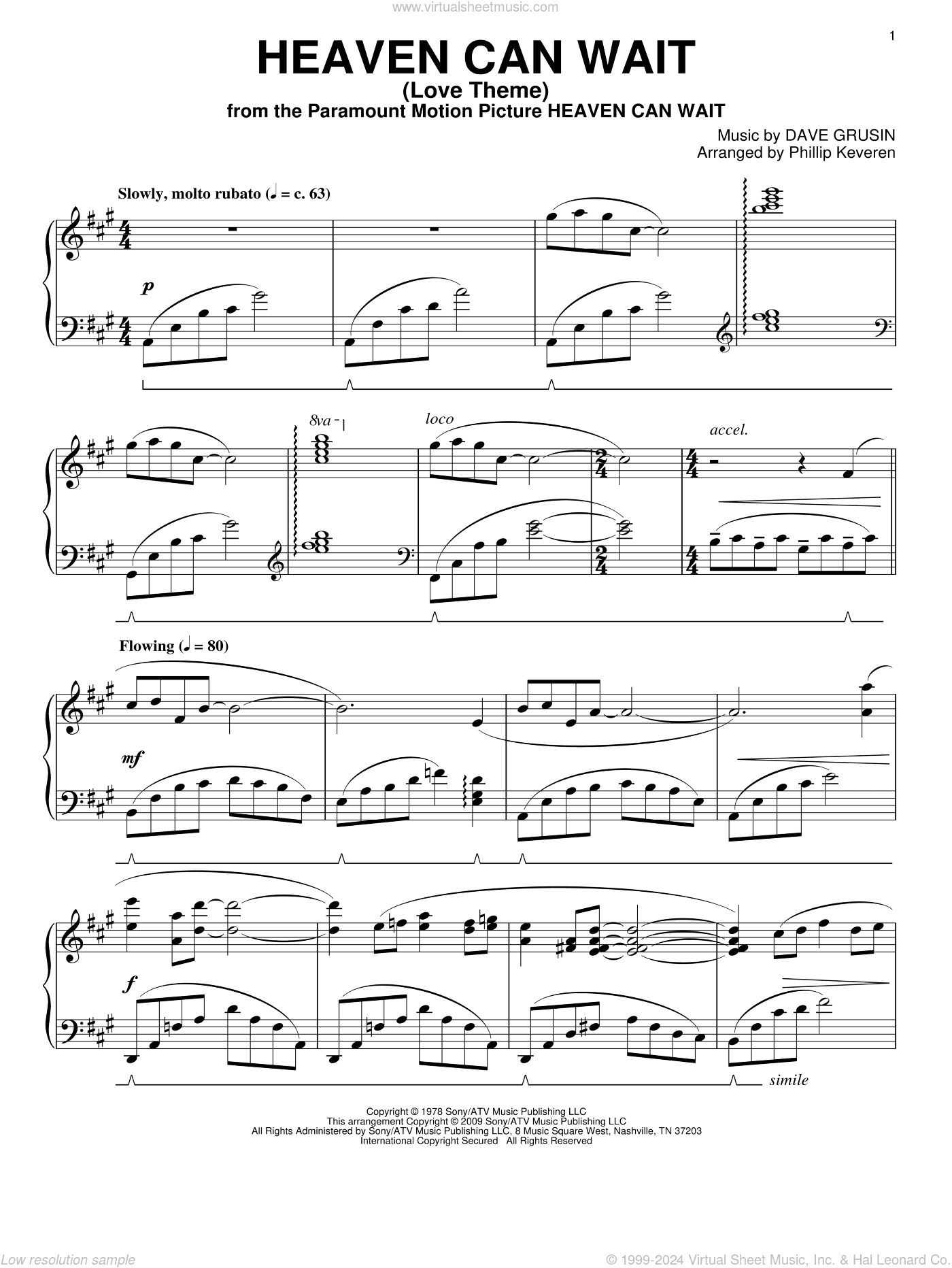 Heaven Can Wait (Love Theme) (arr. Phillip Keveren)
