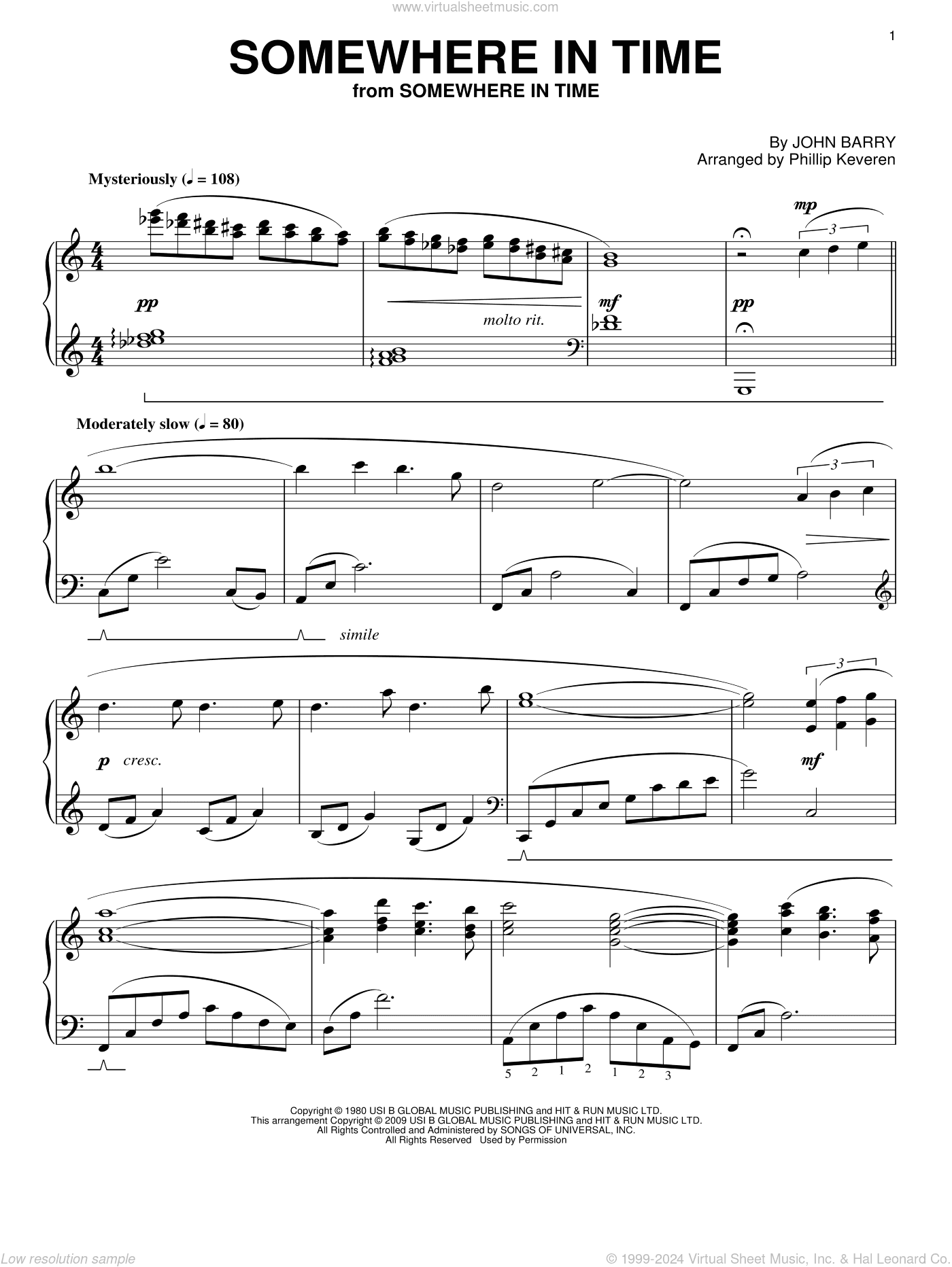 Somewhere In Time (arr. Phillip Keveren)