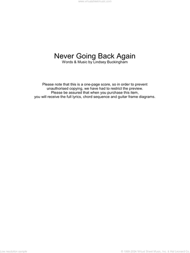 Never Going Back Again