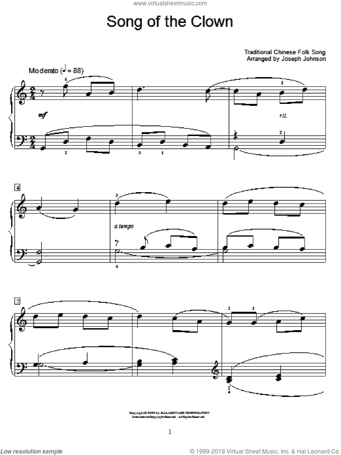 Song Of The Clown (arr. Joseph Johnson)