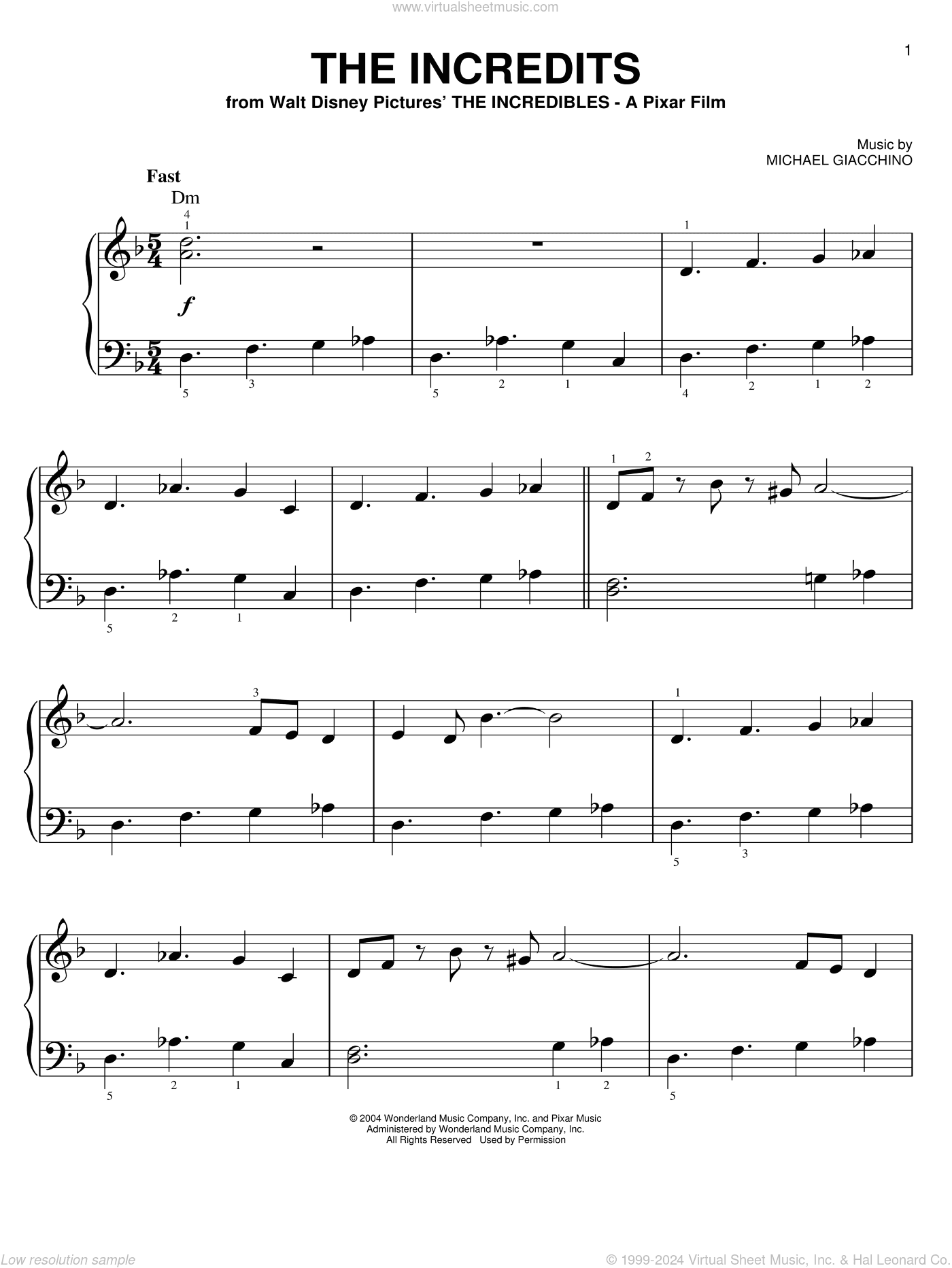 The Incredits (from The Incredibles), (easy)