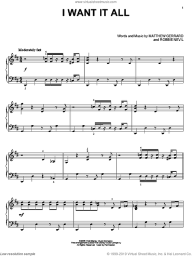 I Want It All, (intermediate)