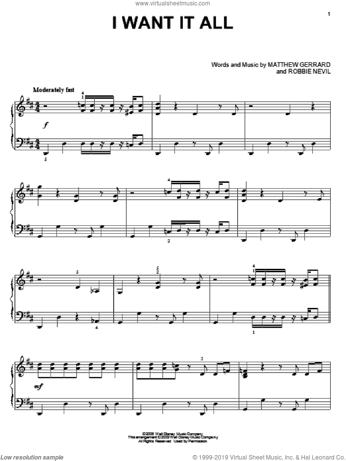 I Want It All, (intermediate)