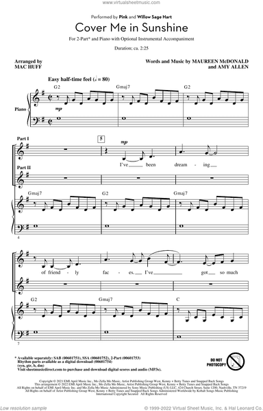 Cover Me In Sunshine (arr. Mac Huff)