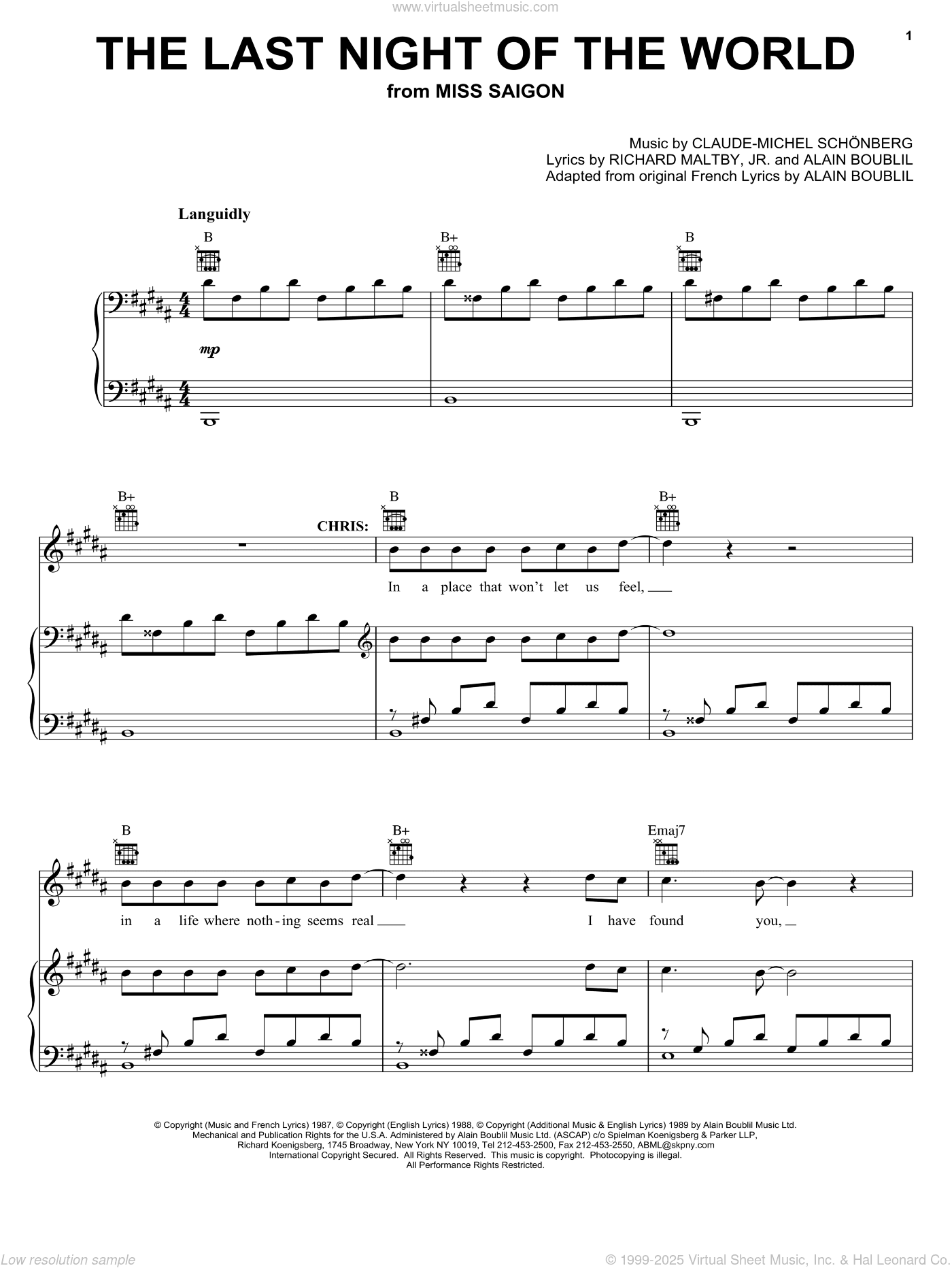 The Last Night Of The World (from Miss Saigon)