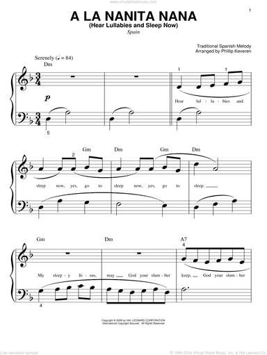 A La Nanita Nana (Hear Lullabies And Sleep Now) (arr. Phillip Keveren)