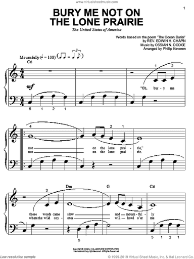 Bury Me Not On The Lone Prairie (arr. Phillip Keveren)