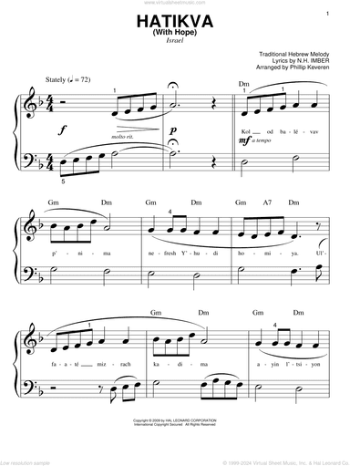 Hatikvah (With Hope) (arr. Phillip Keveren)