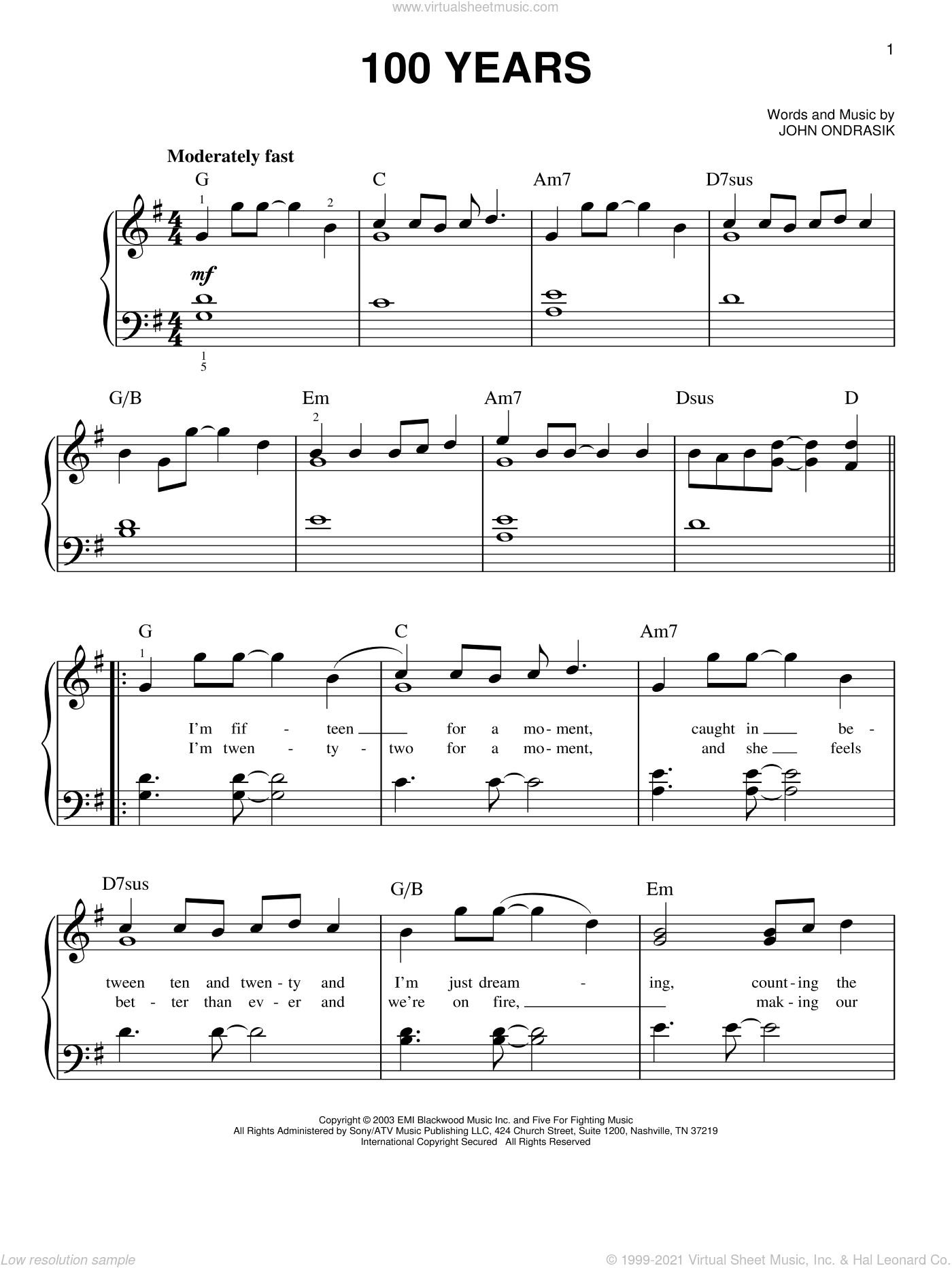 100 Years, (easy)