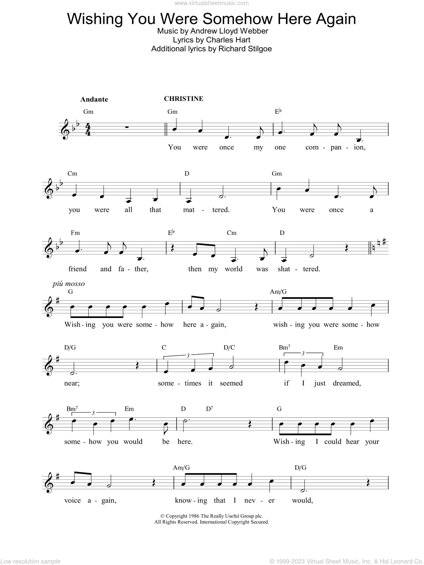Wishing You Were Somehow Here Again (from The Phantom Of The Opera)