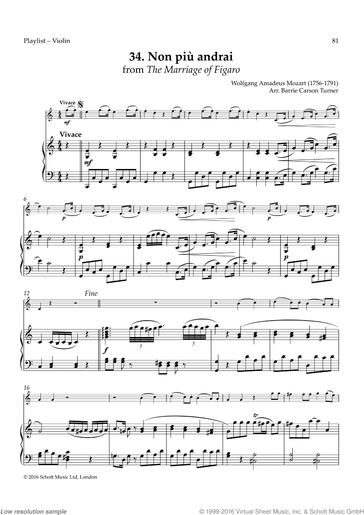 Non piu andrai, from The Marriage of Figaro