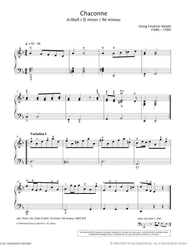 Chaconne in D minor, from Suite D minor, HWV 447