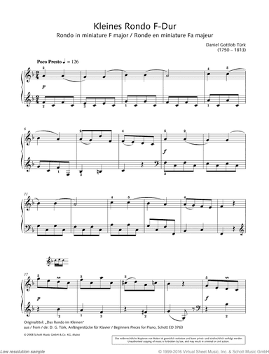 Rondo in miniature in F major, from Beginners Pieces for Piano