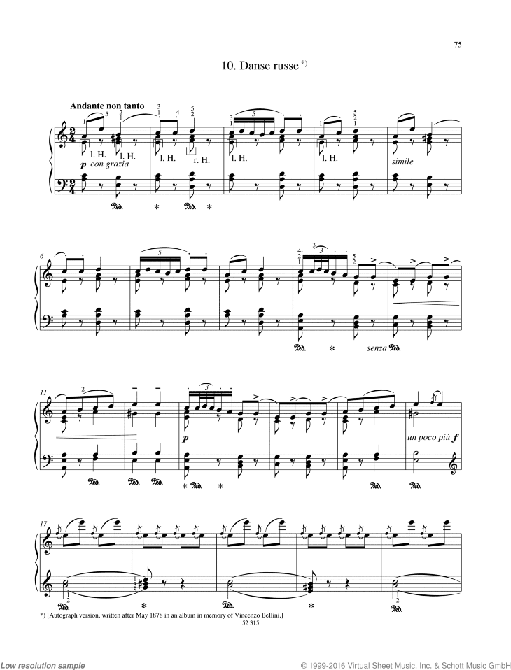 Danse russe, Autograph version