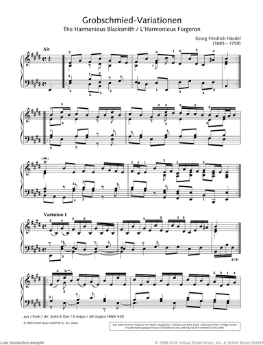 The Harmonious Blacksmith, from Suite in E, HWV 430