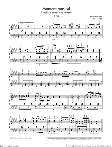 Moment musical in F minor, D. 780
