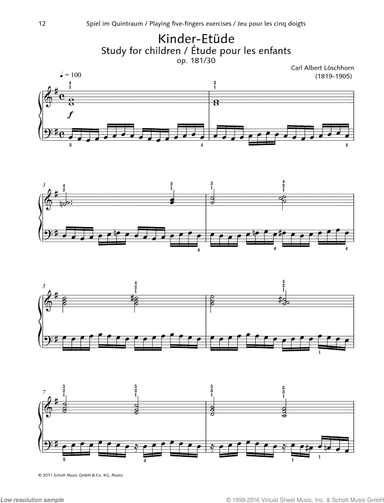 Study for children, Op. 181 No. 30, Playing five-fingers exercises