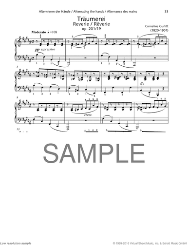 Reverie, Op. 201 No. 19, Alternating the hands