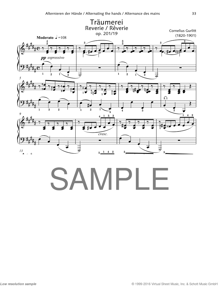 Reverie, Op. 201 No. 19, Alternating the hands