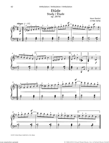 Study, Op. 29 No. 16, Articulation