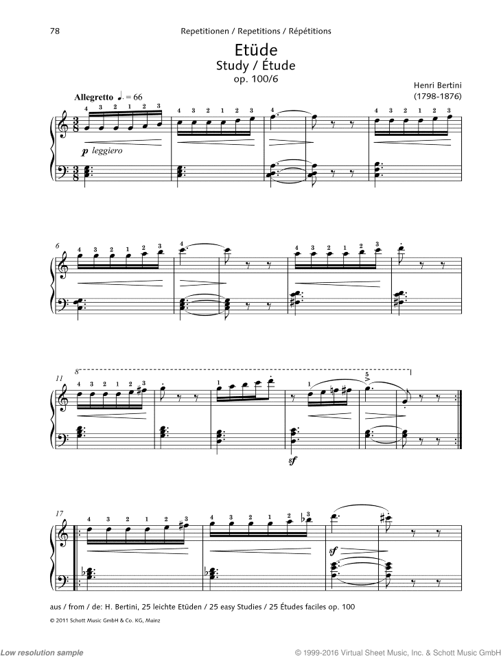 Study, Op. 100 No. 6, Repetitions