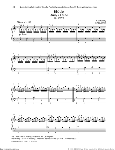 Study, Op. 849 No. 4, Playing two parts in one hand
