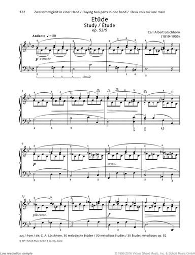 Study, Op. 52 No. 5, Playing two parts in one hand