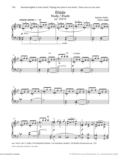 Study, Op. 125 No. 13, Playing two parts in one hand