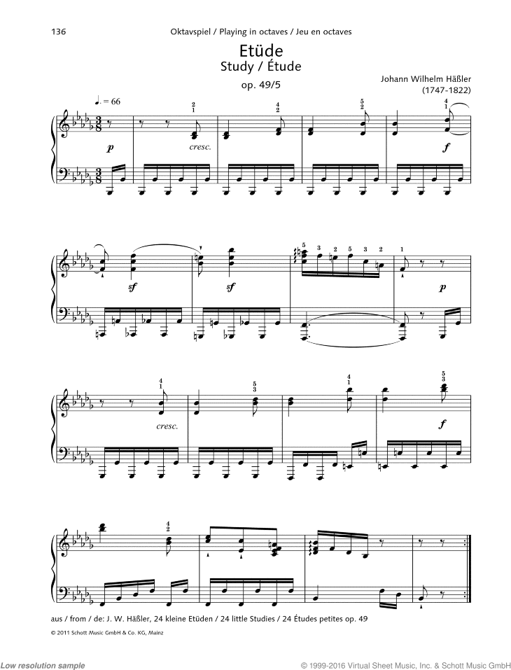 Study, Op. 49 No. 5, Playing in octaves